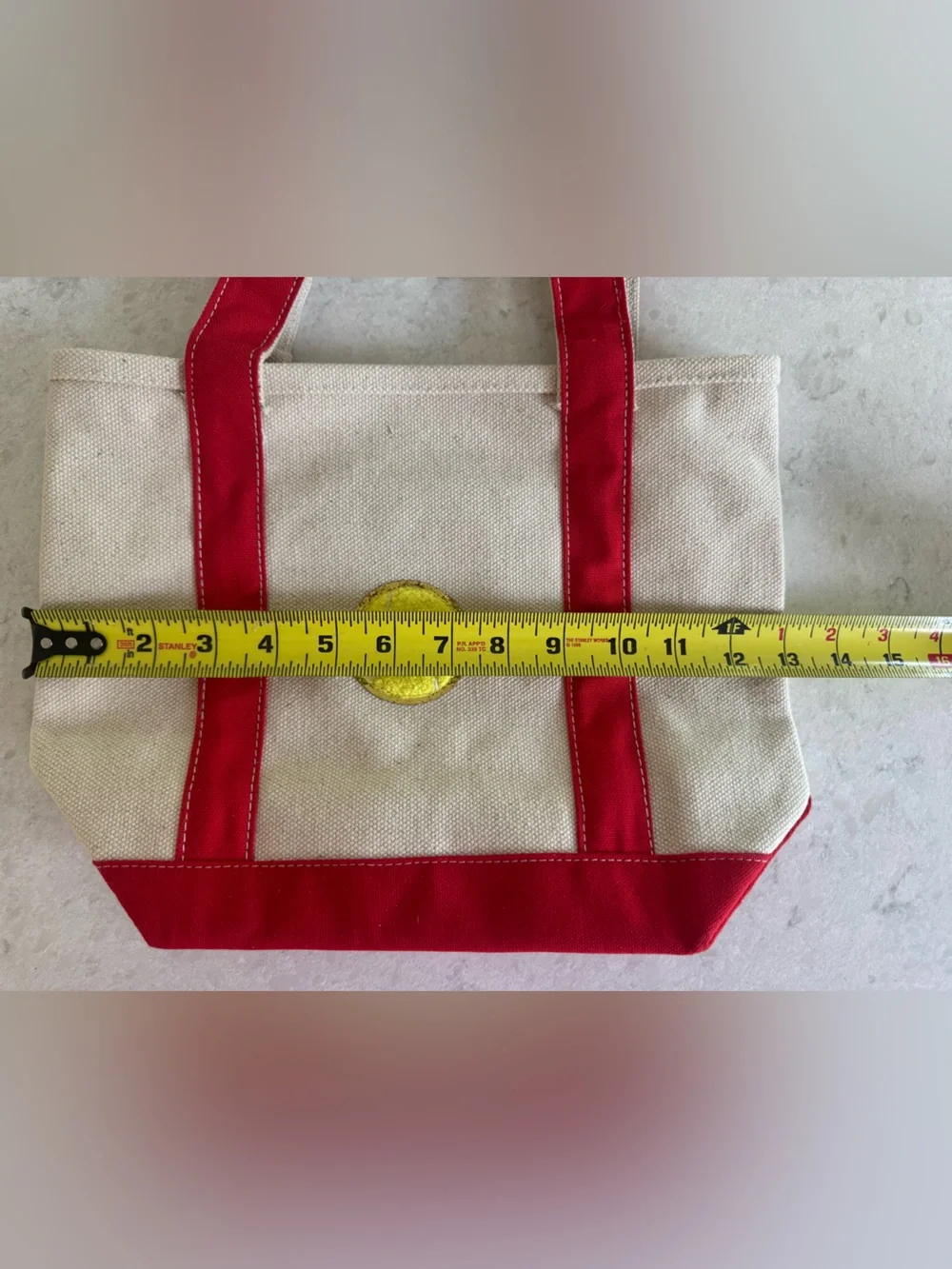 Canvas Tennis Patch Tote Bag - Red Trim